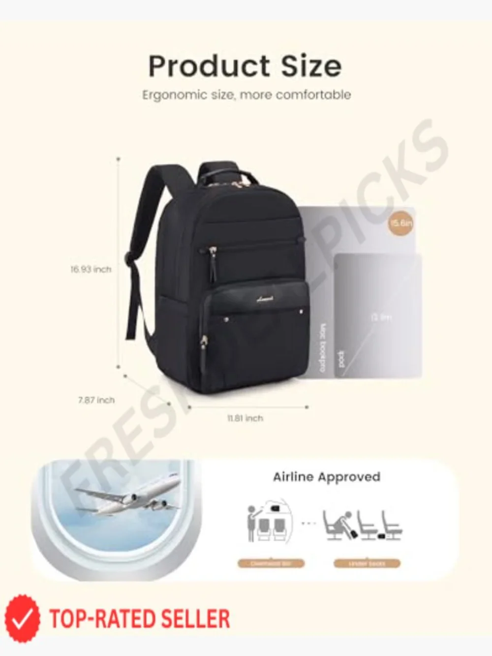 Laptop Backpack with Leather Trim & Tumbler Pockets, 15.6